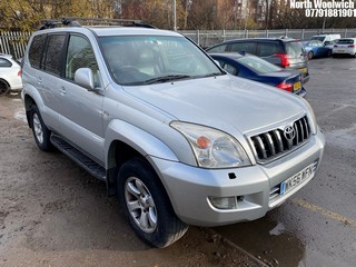 Location: North Woolwich - 2006 TOYOTA LANDCRUISER INVINCIBLE A Estate REG: WK56WFN, Keys: No, MOT Expiry date: 30/11/2024, 2982 Diesel, 5 Speed Auto Diesel, Former Keepers: 3