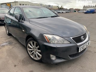 Location: BELVEDERE - 2007 LEXUS IS 250 SE-L AUTO 4 DOOR SALOON REG: EX07GJK, 2499cc PETROL, 6 SPEED AUTO PETROL, Former Keepers: 6, Keys: No, MOT: Expiry date17.05.2025