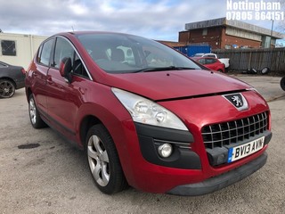 Location: Nottingham - 2013 PEUGEOT 3008 ACTIVE HDI 5 Door Hatchback REG: BV13AVN, Keys: No, MOT Expiry date: 31/10/2024, 1560 Diesel, 6 Speed Manual Diesel, Former Keepers: 3