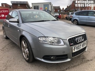 Location: Nottingham - 2007 AUDI A4 S LINE TDI 140 AUTO 4 Door Saloon REG: FV07VFP, Keys: No, MOT Expiry date: 12/03/2025, 1968 Diesel, Variable 1 Speed Auto Diesel, Former Keepers: 4