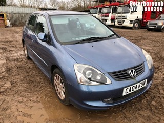 Location: Peterborough - 2004 HONDA CIVIC VTEC EXECUTIVE 5 Door Hatchback REG: CA04KUW, Keys: No, MOT Expiry date: 10/09/2024, 1590 Petrol, 5 Speed Manual Petrol, Former Keepers: 3
