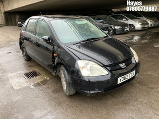 Location:  Hayes - 2001 HONDA CIVIC SE EXECUTIVE 5 Door Hatchback REG: Y362TDX, Keys: No, MOT Expiry date: 26/01/2025, 1590 Petrol, 5 Speed Manual Petrol, Former Keepers: 5
