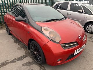 Location: BELVEDERE - 2007 NISSAN MICRA SPORT C+C CONVERTIBLE REG: EY07USZ, 1598cc PETROL, 5 SPEED MANUAL PETROL, Former Keepers: 9, Keys: No, MOT: Expiry date10.09.2024