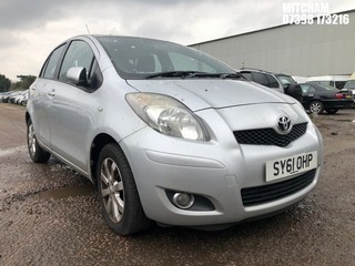 Location: MITCHAM - 2011 TOYOTA YARIS T SPIRIT VVT-I 5 DOOR HATCHBACK REG: SY61OHP, 1329cc PETROL, 6 SPEED MANUAL PETROL, Former Keepers: 2, Keys: No, MOT: Expiry date31/01/2025