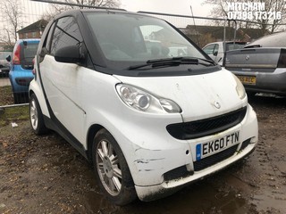 Location: Mitcham - 2010 SMART FORTWO PASSION MHD AUTO Coupe REG: EK60FTN, Keys: No, MOT Expiry date: 27/09/2023, 999 Petrol, 5 Speed Auto Petrol, Former Keepers: 9