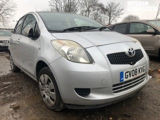 Location: Mitcham - 2008 TOYOTA YARIS T3 5 Door Hatchback REG: GV08KVG, Keys: No, MOT Expiry date: 08/12/2023, 998 Petrol, 5 Speed Manual Petrol, Former Keepers: 3