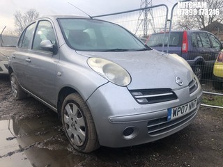 Location: Mitcham - 2007 NISSAN MICRA SPIRITA 5 Door Hatchback REG: WP07NNT, Keys: No, MOT Expiry date: 27/10/2024, 1240 Petrol, 5 Speed Manual Petrol, Former Keepers: 5