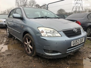 Location: Mitcham - 2003 TOYOTA COROLLA TSPIRIT VVTI 5 Door Hatchback REG: GU53OUF, Keys: No, MOT Expiry date: 30/09/2024, 1598 Petrol, 5 Speed Manual Petrol, Former Keepers: 7