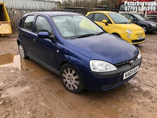 Location: Peterborough - 2003 VAUXHALL CORSA ACTIVE 12V 5 Door Hatchback REG: KA03GLK, Keys: No, MOT Expiry date: 12/07/2025, 973 Petrol, 5 Speed Manual Petrol, Former Keepers: 5