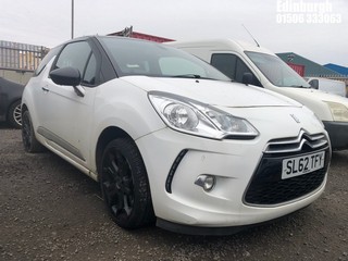 Location: Edinburgh - 2012 CITROEN DS3 DSTYLE+ 3 Door Hatchback REG: sl62tfy, Keys: No, MOT Expiry date: 14/12/2024, 1598cc Petrol, 5 Speed Manual Petrol, Former Keepers: 5