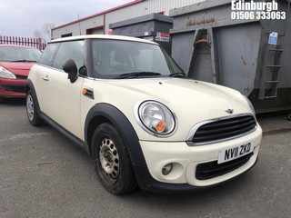 Location: Edinburgh - 2011 MINI FIRST 3 Door Hatchback REG: NV11ZKD, Keys: No, MOT Expiry date: 11/06/2025, 1598 Petrol, 6 Speed Manual Petrol, Former Keepers: 4