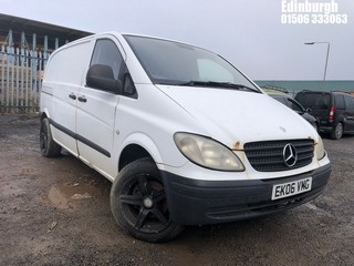 Location: Edinburgh - 2006 MERCEDES VITO 109 CDI COMPACT Panel Van REG: EK06VMG, Keys: No, MOT Expiry date: 05/05/2023, 2148 Diesel, 6 Speed Manual Diesel, Former Keepers: 6
