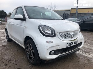 Location: Mitcham - 2016 SMART FORFOUR PRIME PREMIUM + 5 Door Hatchback REG: DK66WOB, Keys: No, MOT Expiry date: 28/10/2024, 999 Petrol, 5 Speed Manual Petrol, Former Keepers: 3