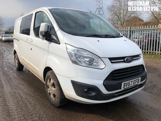 Location: Mitcham - 2017 FORD TRANSIT CUSTOM 310 LIMITE Panel Van REG: BV67EFB, Keys: No, MOT Expiry date: 11/01/2026, 1995 Diesel, 6 Speed Manual Diesel, Former Keepers: 1