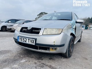Location: Plymouth - 2003 SKODA FABIA COMFORT SDI 5 Door Hatchback REG: YE52THX, Keys: No, MOT Expiry date: 10/12/2024, 1896 Diesel, 5 Speed Manual Diesel, Former Keepers: 10