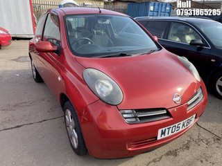 Location: Hull - 2005 NISSAN MICRA URBIS 3 Door Hatchback REG: MT05KBF, Keys: No, MOT Expiry date: 15/11/2024, 1240 Petrol, 5 Speed Manual Petrol, Former Keepers: 4