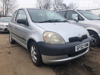 Location: Mitcham - 2002 TOYOTA YARIS GS 3 Door Hatchback REG: GF52VWM, Keys: No, MOT Expiry date: 27/08/2025, 998 Petrol, 5 Speed Manual Petrol, Former Keepers: 11