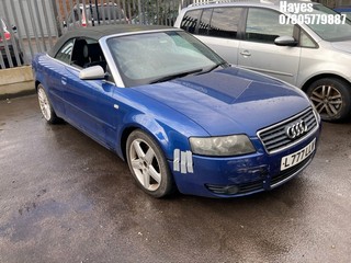 Location:  Hayes - 2004 AUDI A4 TDI SPORT Convertible REG: L777LLW, Keys: No, MOT Expiry date: 18/07/2023, 2496 Diesel, 6 Speed Manual Diesel, Former Keepers: 12