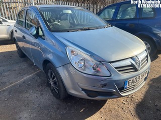 Location: North Woolwich - 2009 VAUXHALL CORSA LIFE A/C 5 Door Hatchback REG: EA09UFP, Keys: No, MOT Expiry date: 06/05/2025, 1229 Petrol, 5 Speed Manual Petrol, Former Keepers: 13