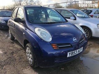 Location: Mitcham - 2003 NISSAN MICRA S 5 Door Hatchback REG: YB53AGY, Keys: No, MOT Expiry date: 23/04/2025, 1240 Petrol, 5 Speed Manual Petrol, Former Keepers: 4