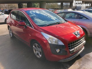 Location:  Hayes - 2009 PEUGEOT 3008 SPORT HDI 5 Door Hatchback REG: SL59SKF, Keys: No, MOT Expiry date: 30/01/2025, 1560 Diesel, 6 Speed Manual Diesel, Former Keepers: 4
