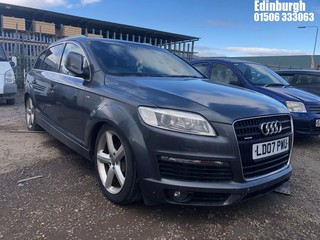 Location: Edinburgh - 2007 AUDI Q7 S LINE QUATTRO TDI Estate REG: LD07PWU, Keys: No, MOT Expiry date: 25/09/2020, 2967 Diesel, 6 Speed Auto Diesel, Former Keepers: 3