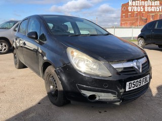 Location: Nottingham - 2009 VAUXHALL CORSA DESIGN 5 Door Hatchback REG: DS09FBL, Keys: No, MOT Expiry date: 21/11/2023, 1229 Petrol, 5 Speed Manual Petrol, Former Keepers: 5