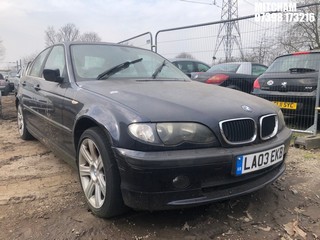 Location: Mitcham - 2003 BMW 320I SE AUTO 4 Door Saloon REG: LA03EKB, Keys: No, MOT Expiry date: 09/11/2024, 2171 Petrol, 5 Speed Auto Petrol, Former Keepers: 5