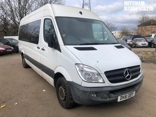 Location: Mitcham - 2011 MERCEDES-BENZ SPRINTER 316 CDI Minibus REG: DK61DDY, Keys: No, MOT Expiry date: 10/03/2025, 2143 Diesel, 6 Speed Manual Diesel, Former Keepers: 5