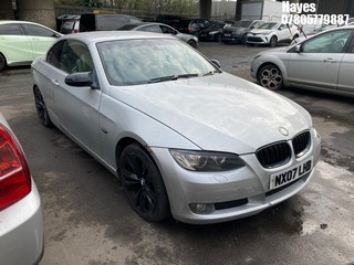 Location:  Hayes - 2007 BMW 330I SE AUTO Convertible REG: NX07LHB, Keys: No, MOT Expiry date: 19/03/2025, 2996 Petrol, 6 Speed Auto Petrol, Former Keepers: 14