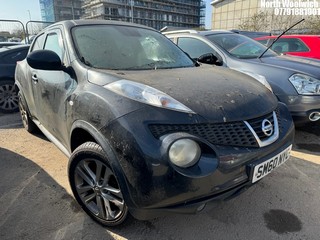 Location: North Woolwich - 2011 NISSAN JUKE TEKNA DIG-T CVT 5 Door Hatchback REG: SM60NYC, Keys: No, MOT Expiry date: 05/03/2025, 1618 Petrol, Variable Speed Auto Petrol, Former Keepers: 7