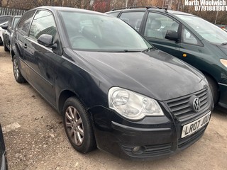 Location: North Woolwich - 2007 VOLKSWAGEN POLO SE 80 3 Door Hatchback REG: LR07JOU, Keys: No, MOT Expiry date: 20/11/2025, 1400 Petrol, 5 Speed Manual Petrol, Former Keepers: 5