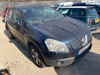 Location: North Woolwich - 2008 NISSAN QASHQAI VISIA 5 Door Hatchback REG: WN58CMF, Keys: No, MOT Expiry date: 11/12/2024, 1598 Petrol, 5 Speed Manual Petrol, Former Keepers: 3