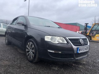 Location: Edinburgh - 2009 VOLKSWAGEN PASSAT BLUEMOTION TDI 4 Door Saloon REG: WV59WOR, Keys: No, MOT Expiry date: 08/08/2025, 1598 Diesel, 5 Speed Manual Diesel, Former Keepers: 7