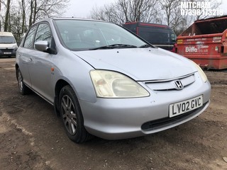 Location: Mitcham - 2002 HONDA CIVIC SE EXECUTIVE 5 Door Hatchback REG: LV02GVC, Keys: No, MOT Expiry date: 12/09/2024, 1590 Petrol, 5 Speed Manual Petrol, Former Keepers: 5