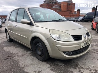 Location: Nottingham - 2008 RENAULT SCENIC DYN VVT A MPV REG: LJ08PCF, Keys: No, MOT Expiry date: 07/02/2025, 1598 Petrol, 4 Speed Auto Petrol, Former Keepers: 8