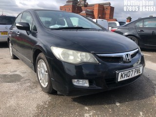 Location: Nottingham - 2007 HONDA CIVIC ES IMA HYBRID 4 Door Saloon REG: KH07PWL, Keys: No, MOT Expiry date: 29/08/2025, 1339 Hybrid Electric, Variable 1 Speed Auto Petrol/E, Former Keepers: 3