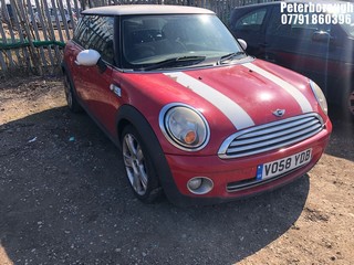 Location: Peterborough - 2008 MINI ONE 3 Door Hatchback REG: VO58YDB, Keys: No, MOT Expiry date: 15/01/2025, 1397 Petrol, 6 Speed Manual Petrol, Former Keepers: 4