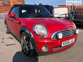 Location: Nottingham - 2009 MINI  COOPER CONVERTIBLE REG: K555JJJ, 1598cc PETROL, 6 SPEED MANUAL PETROL, Former Keepers: 3, Keys: Yes, MOT Expiry date: 08/08/2024