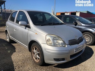 Location: Edinburgh - 2003 TOYOTA YARIS T SPIRIT 5 Door Hatchback REG: DX53ODP, Keys: No, MOT Expiry date: 18/08/2024, 998 Petrol, 5 Speed Manual Petrol, Former Keepers: 6