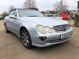 Location: Mitcham - 2004 MERCEDES CLK 240 ELEGANCE AUTO Convertible REG: CU53UGM, Keys: No, MOT Expiry date: 23/10/2025, 2597 Petrol, 5 Speed Auto Petrol, Former Keepers: 6