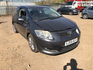 Location: Peterborough - 2009 TOYOTA AURIS TR STOPSTART VVTI 3 Door Hatchback REG: SJ59ULH, Keys: No, MOT Expiry date: 20/10/2025, 1329 Petrol, 6 Speed Manual Petrol, Former Keepers: 4