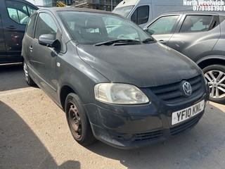 Location: North Woolwich - 2010 VOLKSWAGEN URBAN FOX 55 3 Door Hatchback REG: YF10KNL, Keys: No, MOT Expiry date: 10/09/2024, 1198 Petrol, 5 Speed Manual Petrol, Former Keepers: 3