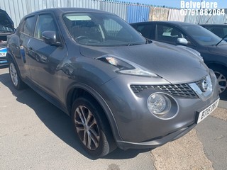 Location: Belvedere - 2015 NISSAN JUKE ACENTA DIG-T 5 Door Hatchback REG: BT15DWX, Keys: No, MOT Expiry date: 22/08/2024, 1197 Petrol, 5 Speed Manual Petrol, Former Keepers: 3