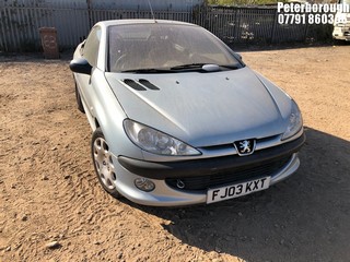 Location: Peterborough - 2002 PEUGEOT 206 Convertible REG: FJ03KXT, Keys: No, MOT Expiry date: 14/09/2024, 1587 Petrol, manual, Former Keepers: 5