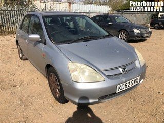Location: Peterborough - 2003 HONDA CIVIC EXECUTIVE SE 5 Door Hatchback REG: KD52SWX, Keys: No, MOT Expiry date: 06/02/2025, 1590 Petrol, 5 Speed Manual Petrol, Former Keepers: 6