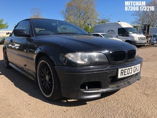 Location: MITCHAM - 2003 BMW 325 CI SPORT AUTO CONVERTIBLE REG: RE03GHJ, 2494cc PETROL, 5 SPEED AUTO PETROL, Former Keepers: 8, Keys: No, MOT: Expiry date01/07/2025