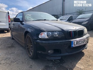 Location: Mitcham - 2003 BMW 325 CI SPORT AUTO Convertible REG: LR03KPL, Keys: No, MOT Expiry date: 19/04/2024, 2494 Petrol, 5 Speed Auto Petrol, Former Keepers: 3