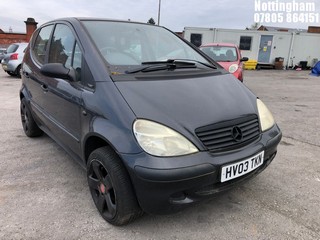 Location: Nottingham - 2003 MERCEDES A140 CLASSIC S-A 5 Door Hatchback REG: HV03TKN, Keys: No, MOT Expiry date: 14/09/2024, 1397 Petrol, 5 Speed Semi Auto Petrol, Former Keepers: 5