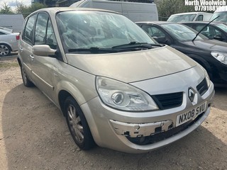 Location: North Woolwich - 2008 RENAULT SCENIC DYN VVT A MPV REG: NX08SVU, Keys: No, MOT Expiry date: 04/06/2025, 1598 Petrol, 4 Speed Auto Petrol, Former Keepers: 7